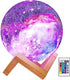 Himalayan Glow Kids Night Galaxy Lamp 5.9-inch 16 Colors LED 3D Star Moon Light with Wood Stand, Remote & Touch Control USB Rechargeable, White